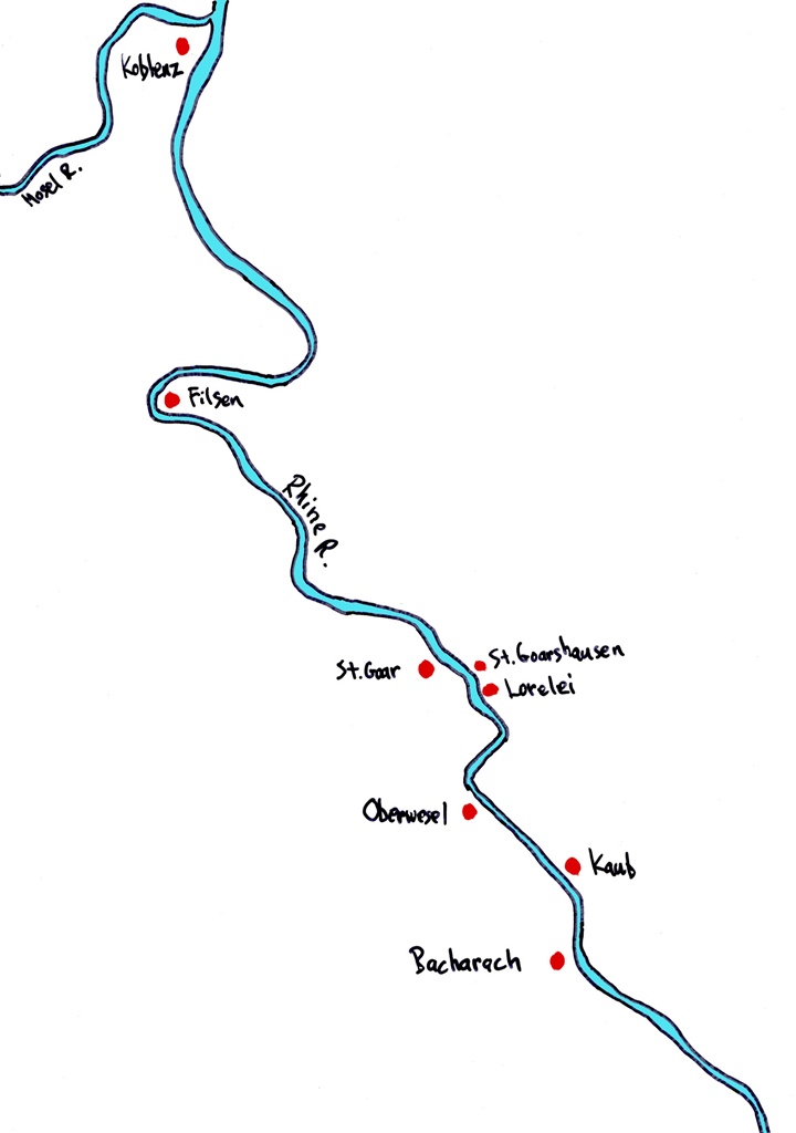 Rhine Map - Koblenz to Bacharach